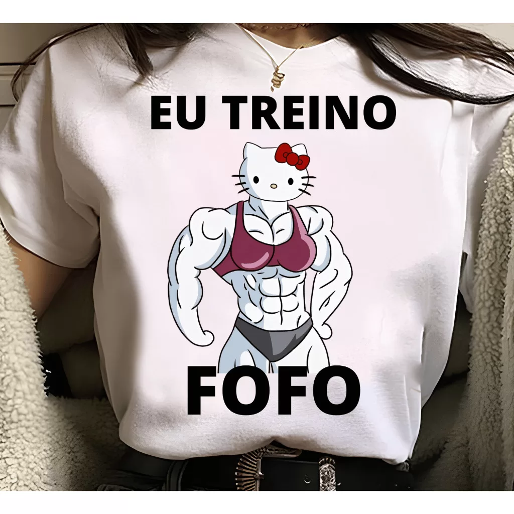 Camiseta Hello Kitty Maromba Treino Academia | Eu Treino Fofo Meme, Divertido