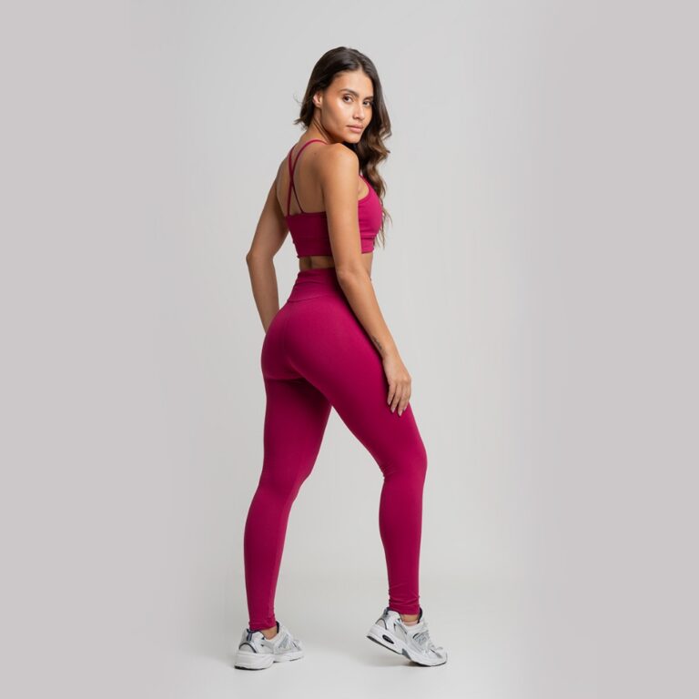 Conjunto Top Legging Poliamida Rosa Pink com Bolso