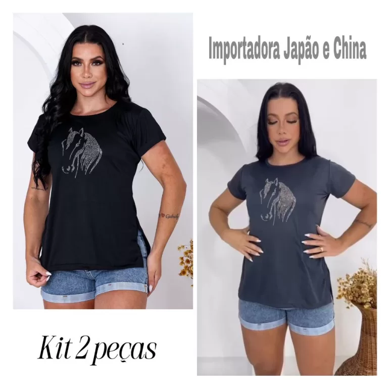 kit 2 blusa tapa bumbum stras