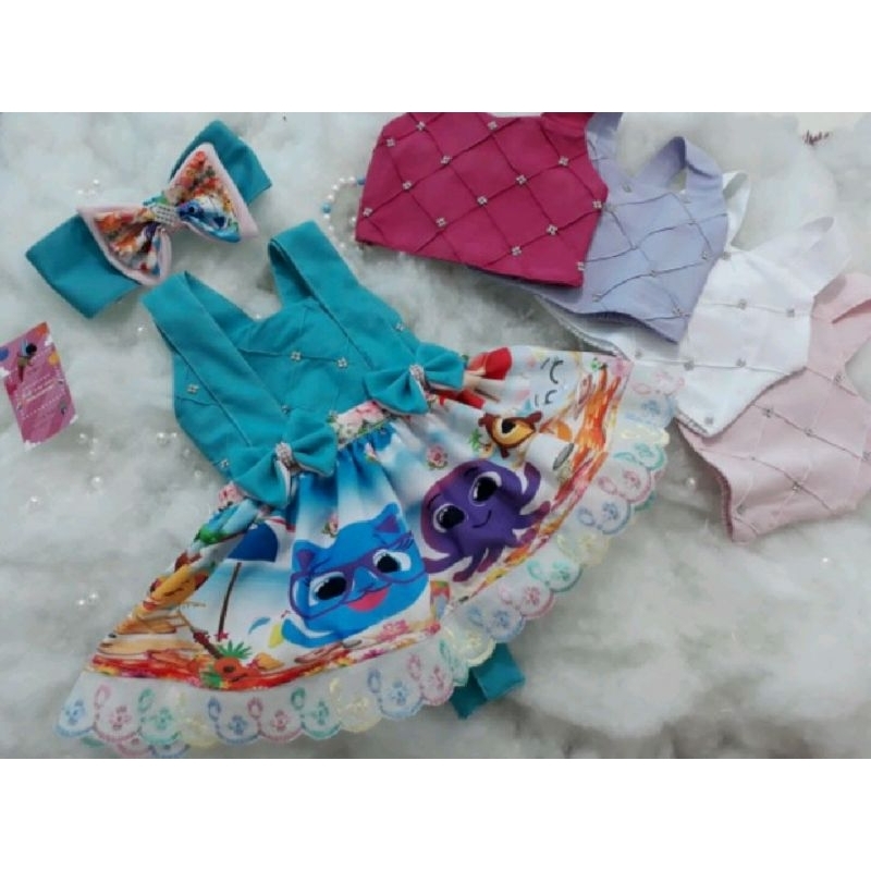 salopete vestido bolofofos blusa lilas 2 e 3 anos