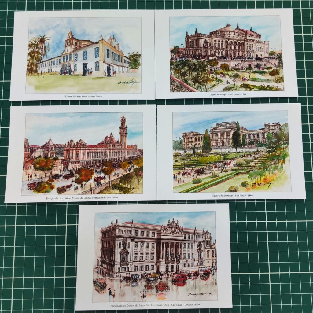 KIT 5 Cartões Postais de São Paulo | Arte em Aquarela | Cartão Postal 15×10 | Cartão Decorativo