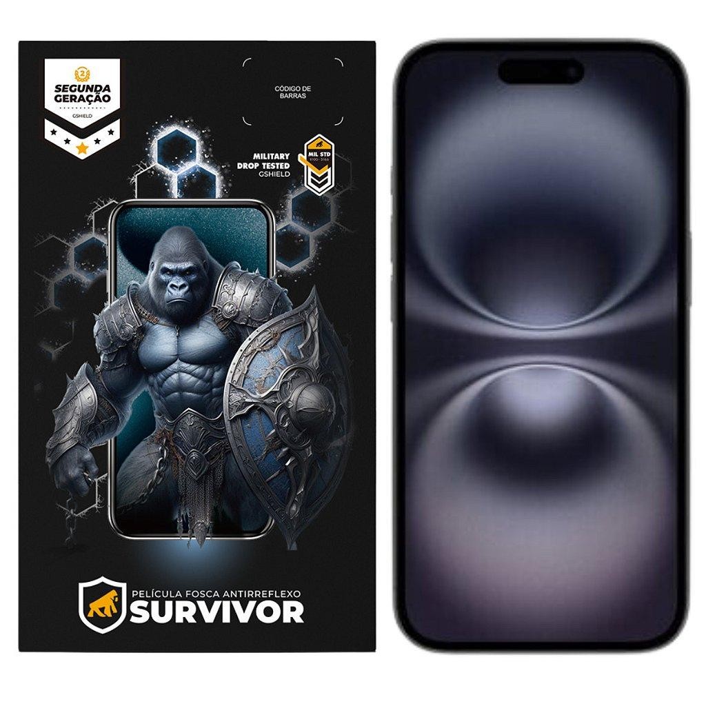 Película Protetora Fosca p/ iPhone 16 com Aplicador – Survivor  – Gshield
