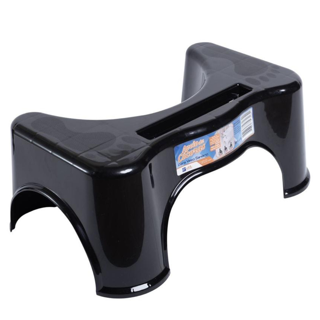 Banquinho Pés Suporte Celular Antiderrapante Cócoras Preto