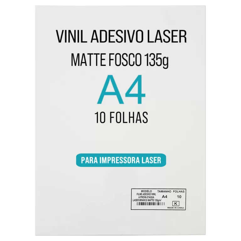 Adesivo Vinil Laser Branco Fosco Matte 135g A4 À 