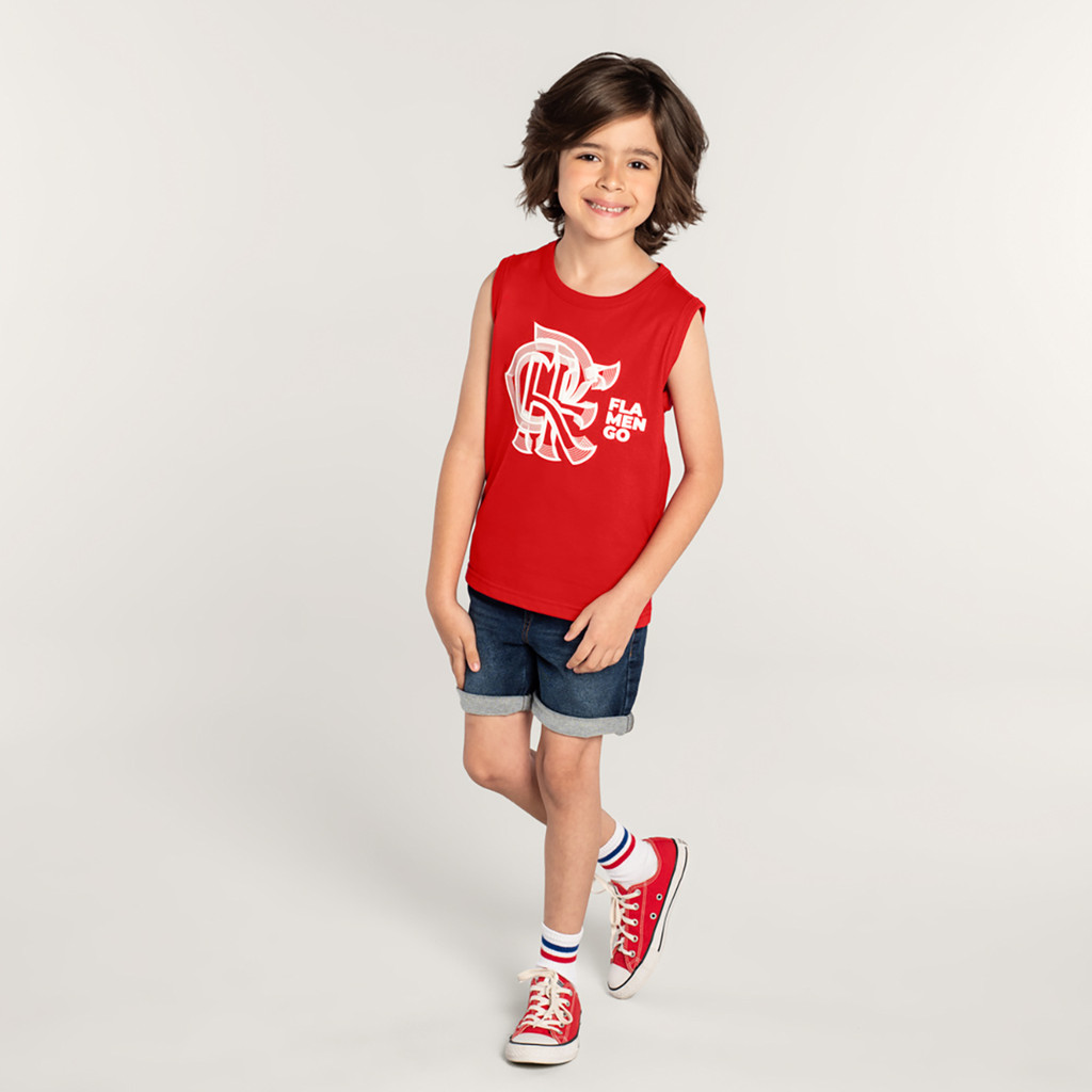 Camiseta Regata Unissex Flamengo Infantil Brandili