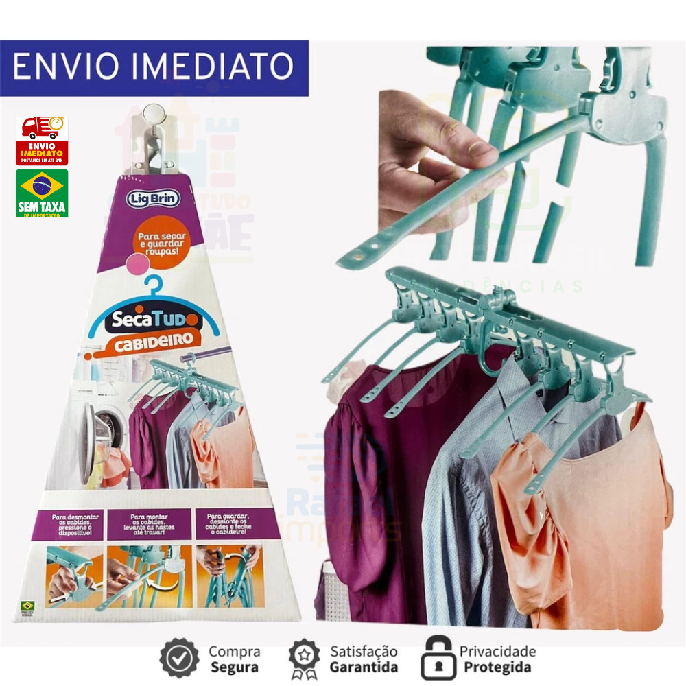 Cabide Retrátil Dobrável Organizador 8 Em 1 Premium