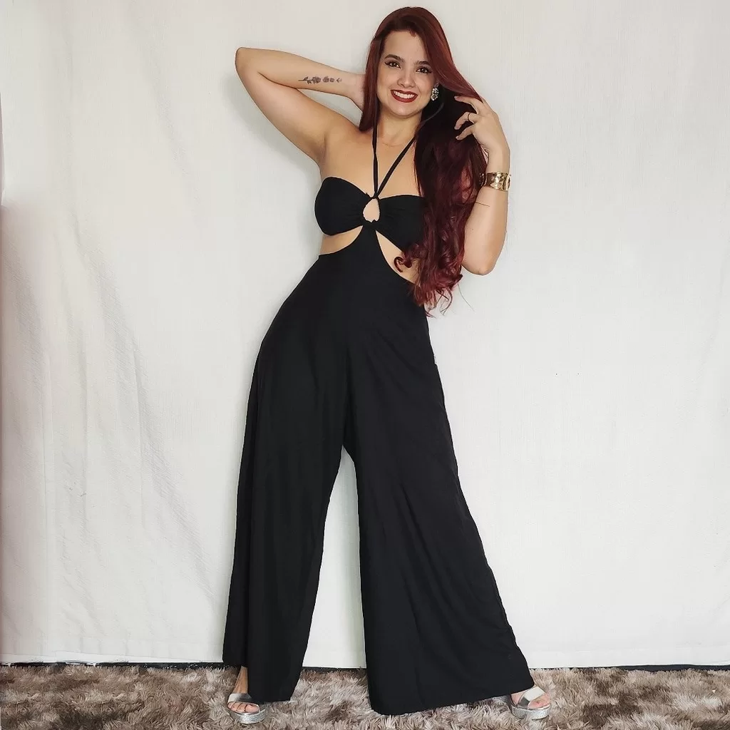 Macacão Pantalona Estampado Viscolinho Longo Feminino Confortável Fresquinho