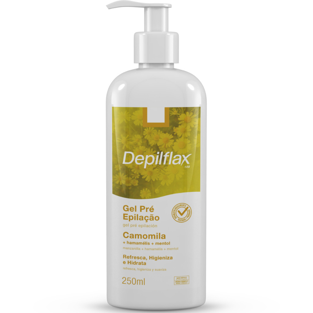 Depilflax Gel Pré Depilação Corporal Extrato Camomila Refresca Hidrata Higieniza 250ml