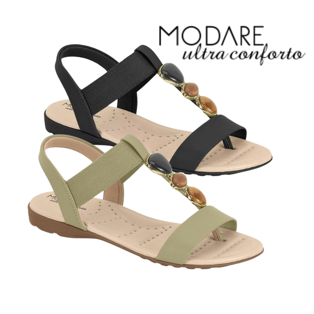 Sandalia Feminina Modare Calce Facil Estilosa Confortavel Pedraria