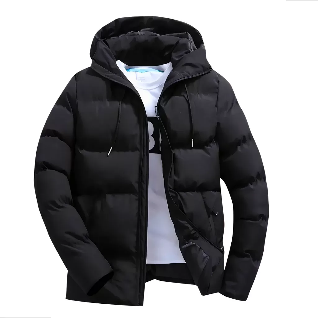 Bobojaco Jaqueta Gominho Puffer Nylon Forrada Inverno Frio Reforçada Capuz Corta Vento Masculina