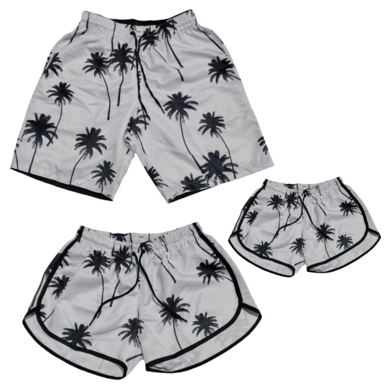 Conjunto Familia Shorts Casal 3 Peças Pai Mae Fil