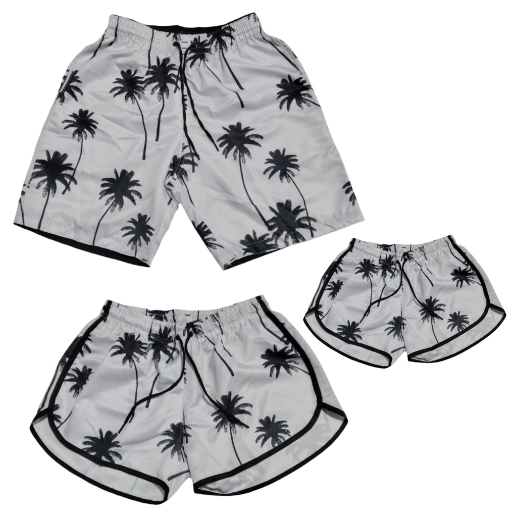 Conjunto Familia Shorts Casal 3 Peças Pai Mae Filho Moda Praia Curta suas Férias