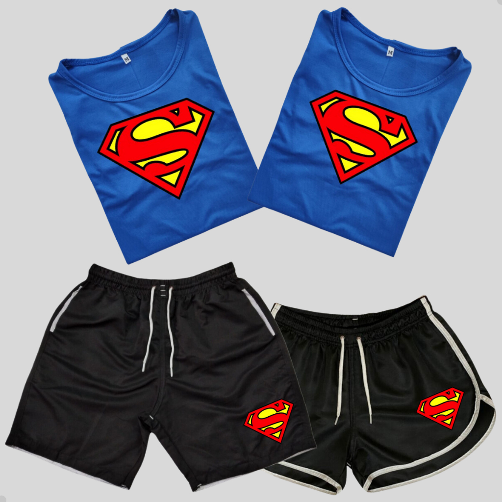 Conjunto Shorts para Casais + Kit 2 Camisetas Casal Iguais Para Ensaios Festas Promoção