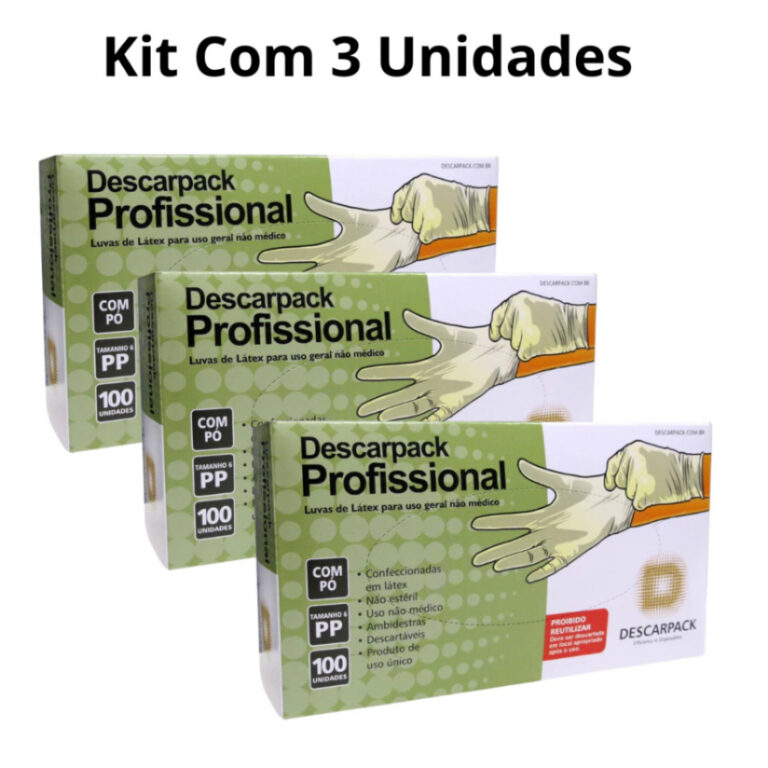 Kit de 3 Caixa de Luva Latex Descartaveis – 