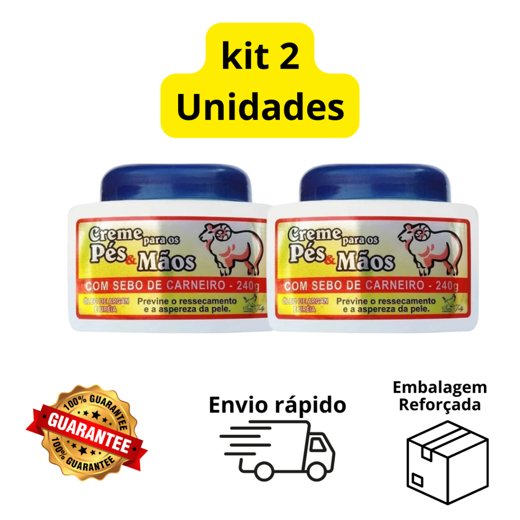 Kit 2 creme para os pés com Sebo de Carneiro Acaba com as Rachaduras e Afinamento da Pele San Jully