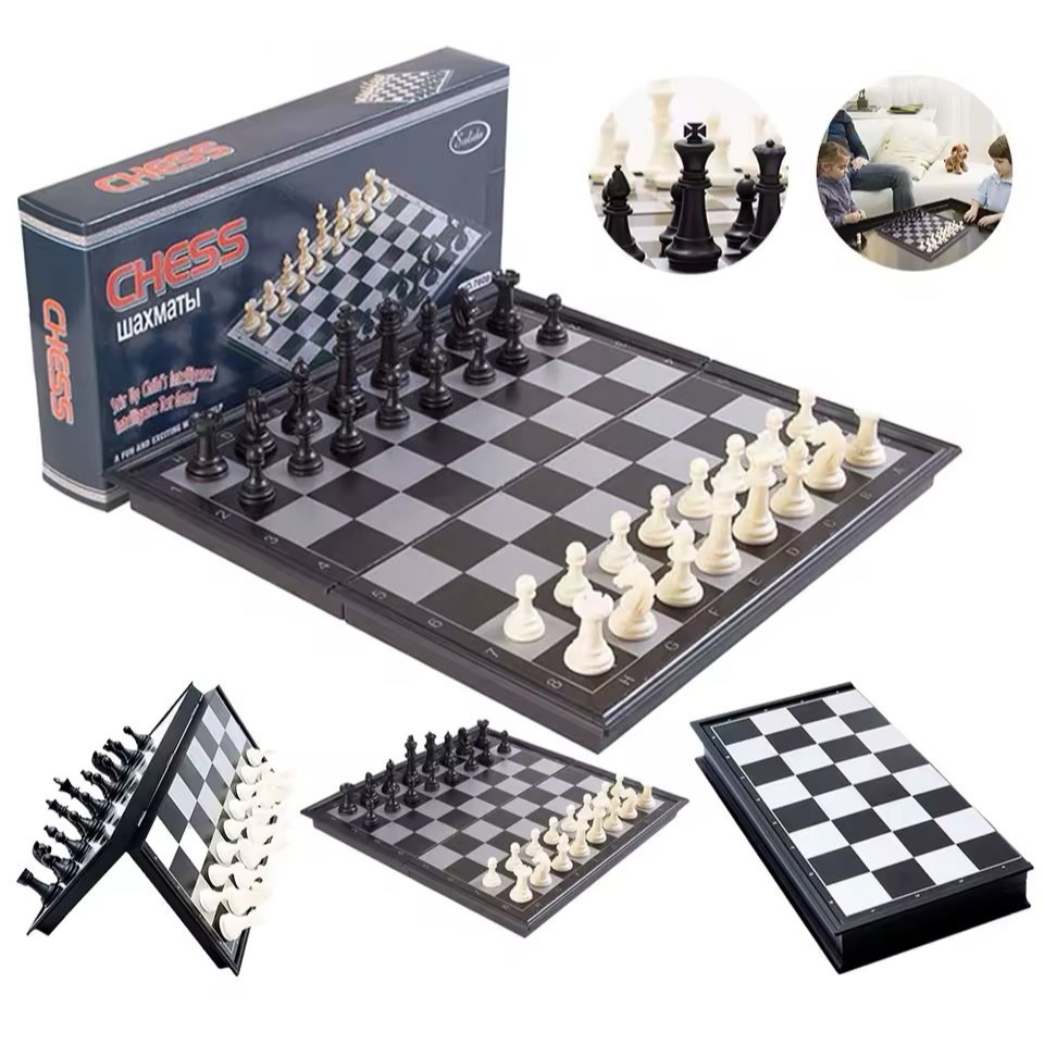 Tabuleiro Magnético Dobrável, Jogo De Tabuleiro De Xadrez De Plástico, Conjunto Portátil, Presente p