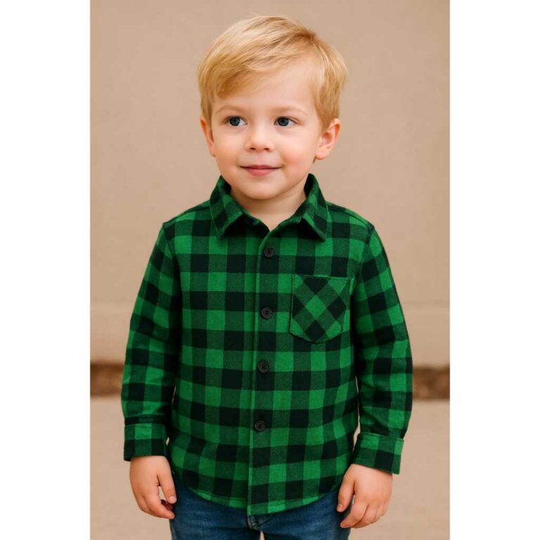 Camisa Infantil Unissex Xadrez Manga Longa De Bot