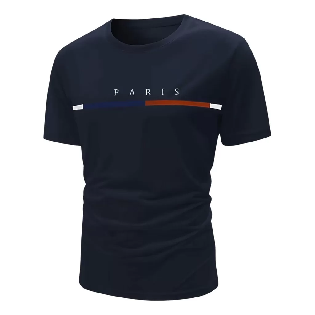 Camiseta Básica Masculina Camisa Lisa Premium Algodão Faixa Paris