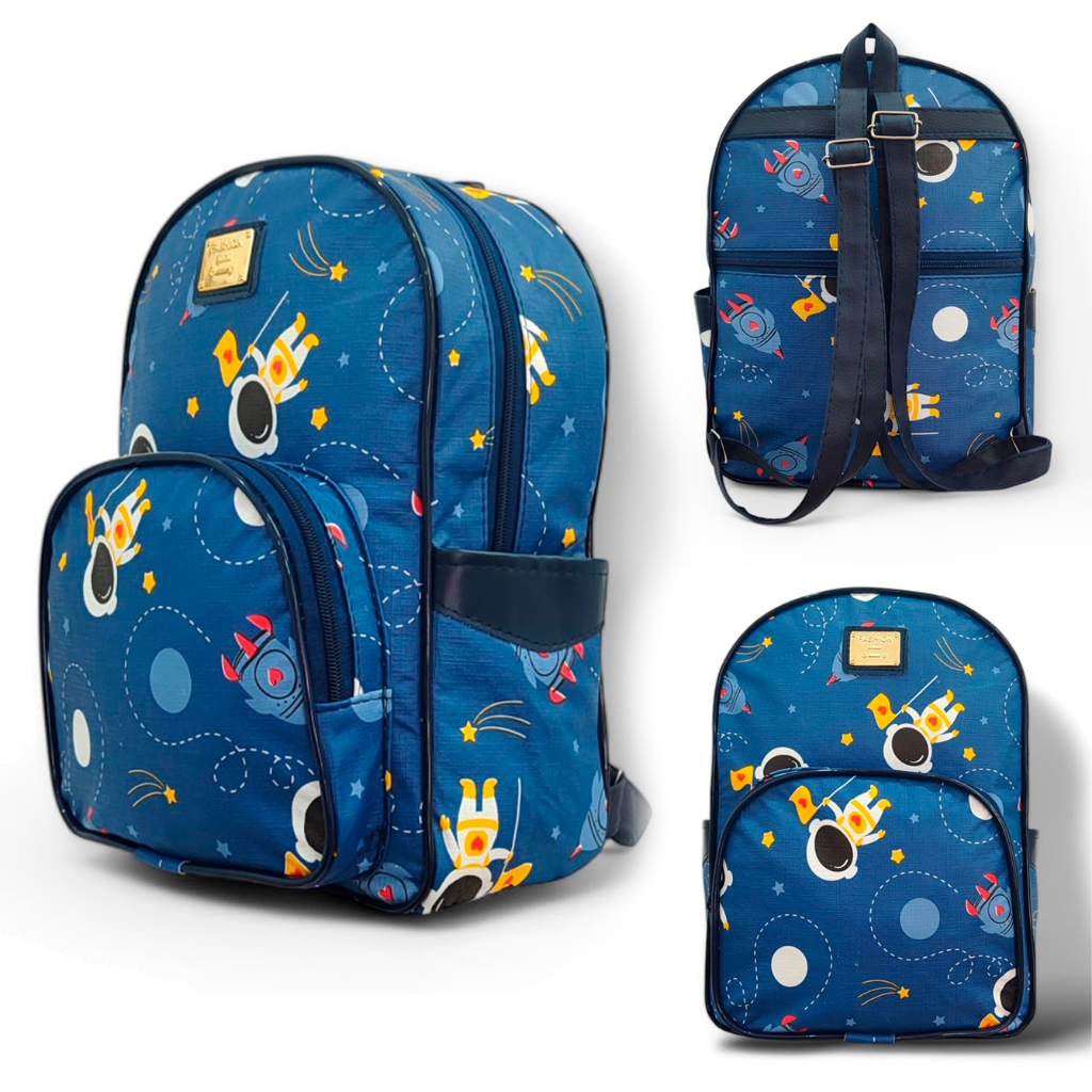 Mochila Maternidade Menino Bolsa de costas para Bebê  Passeio Escola Creche Astronauta