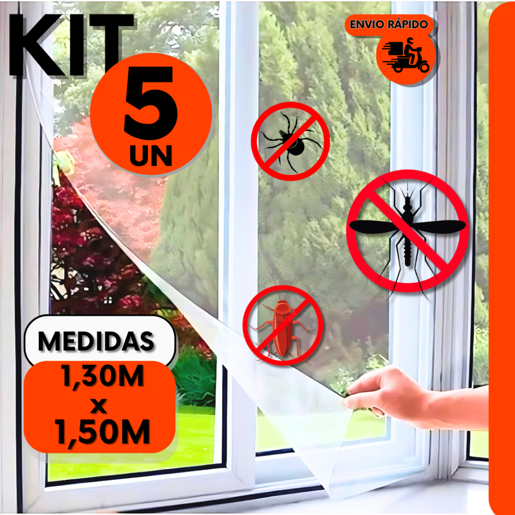 Combo Rede Tela Mosquiteira P/ Janela Proteção Anti-inseto Mosquito Mosca Insetos C/ Velcro Removíve
