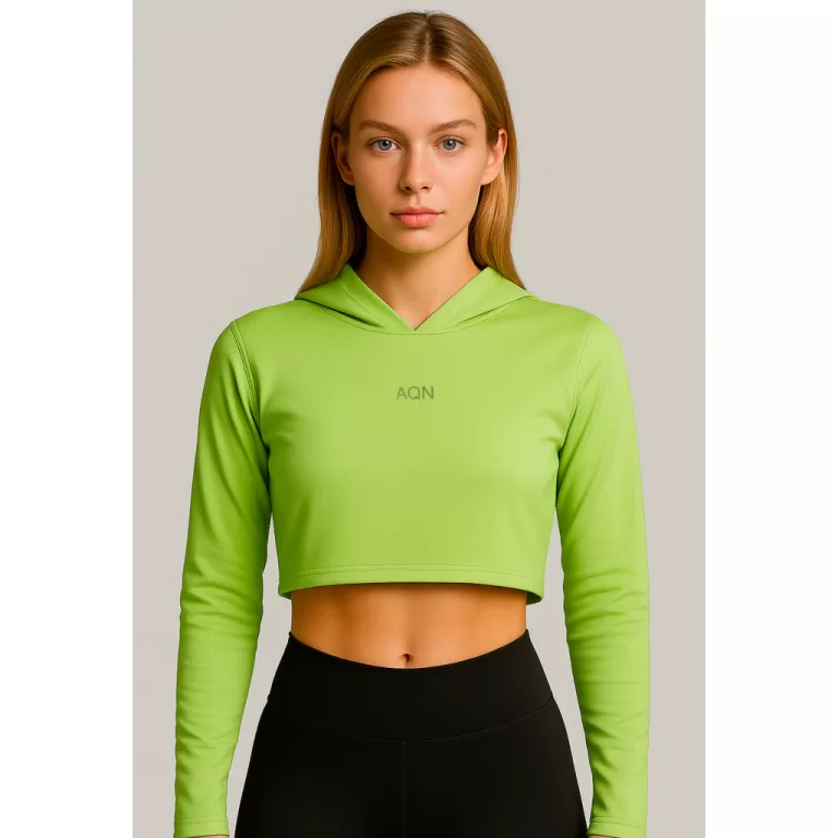 Blusa Moletinho Capuz Cropped Verde Rise Inverno F