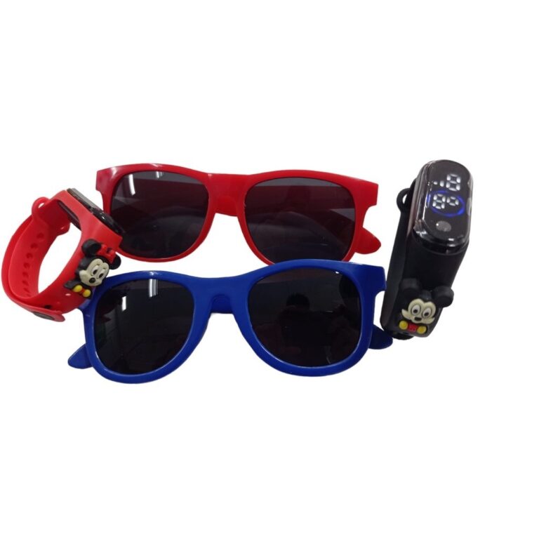 Kit Reloginho Vermelho Minnie Mais Oculos De Sol