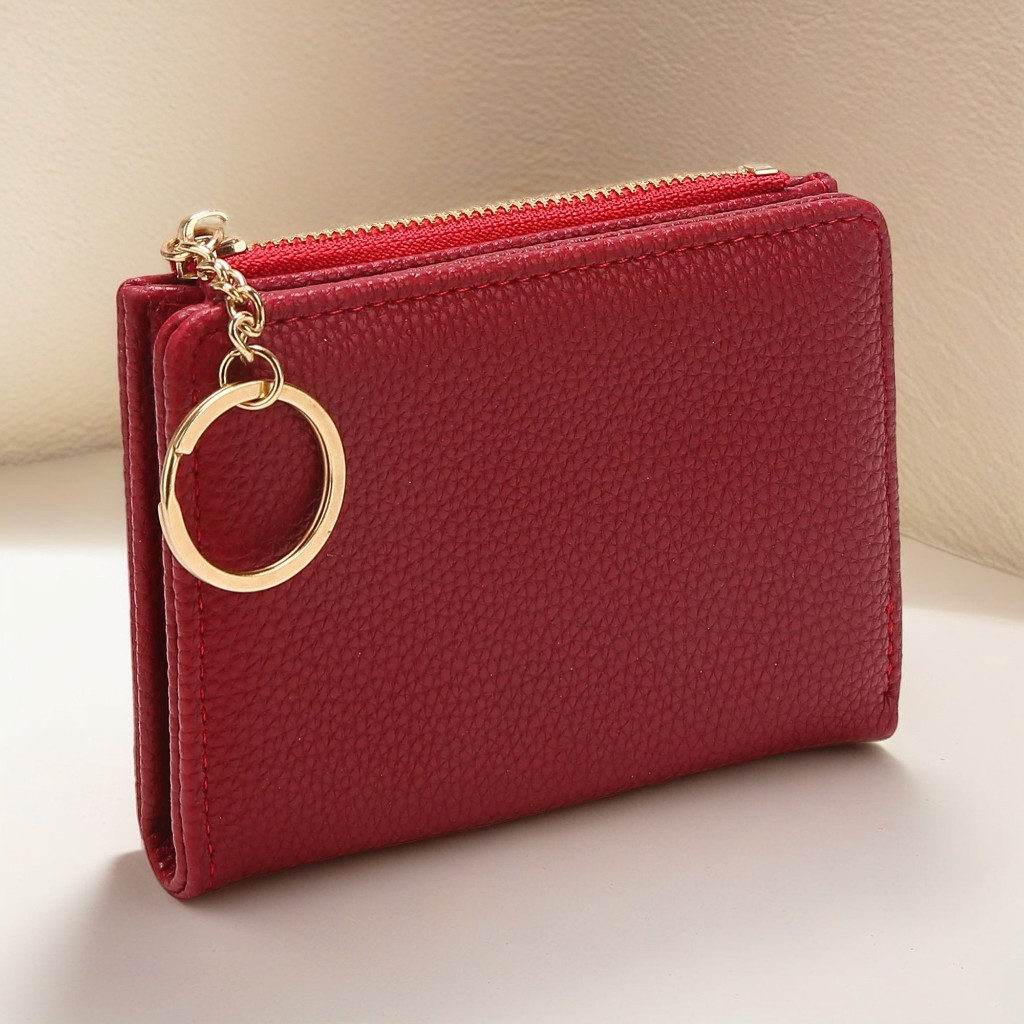 Carteira Curta Cor Sólida Vintage , Porta Moedas Bifold Portátil Cartões De Crédito Feminino ld60