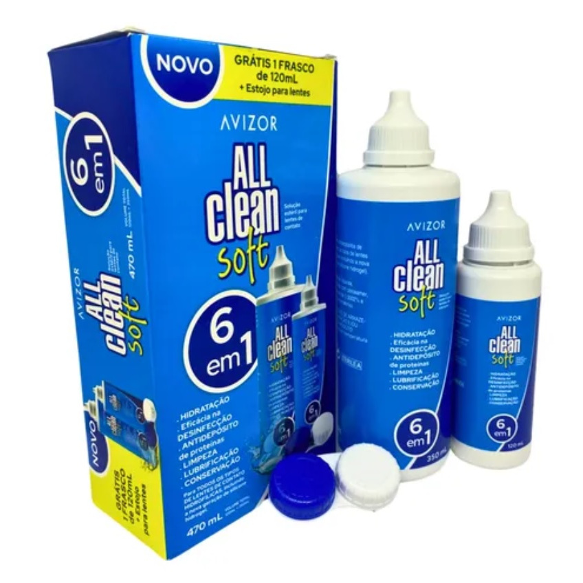 Kit All Clean Soft Solução Estéril para Lentes de Contato 350ml + Estojo para Lentes