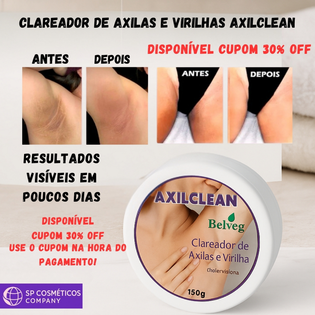 Clareador de Virilha e Axila axilclean 150 gr Axilas e Virilhas Escuras Resolvidas belveg