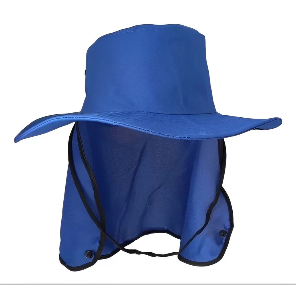 CHAPÉU AUSTRALIANO MONDIAL SAFETY COM PROTETOR DE NUCA AZUL ROYAL