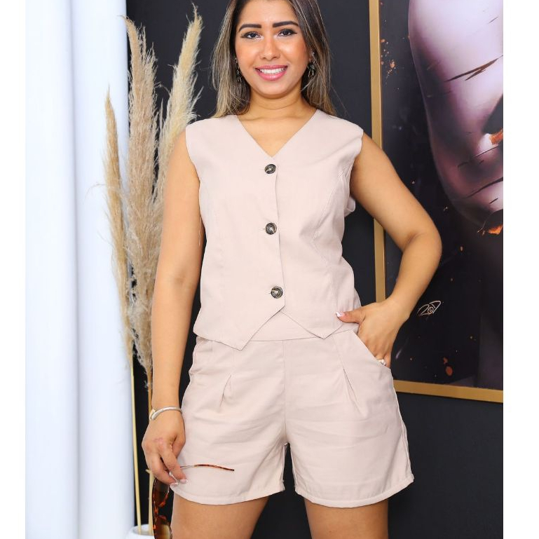 Conjunto Feminino Sensorial Colete e Short Alfaiat
