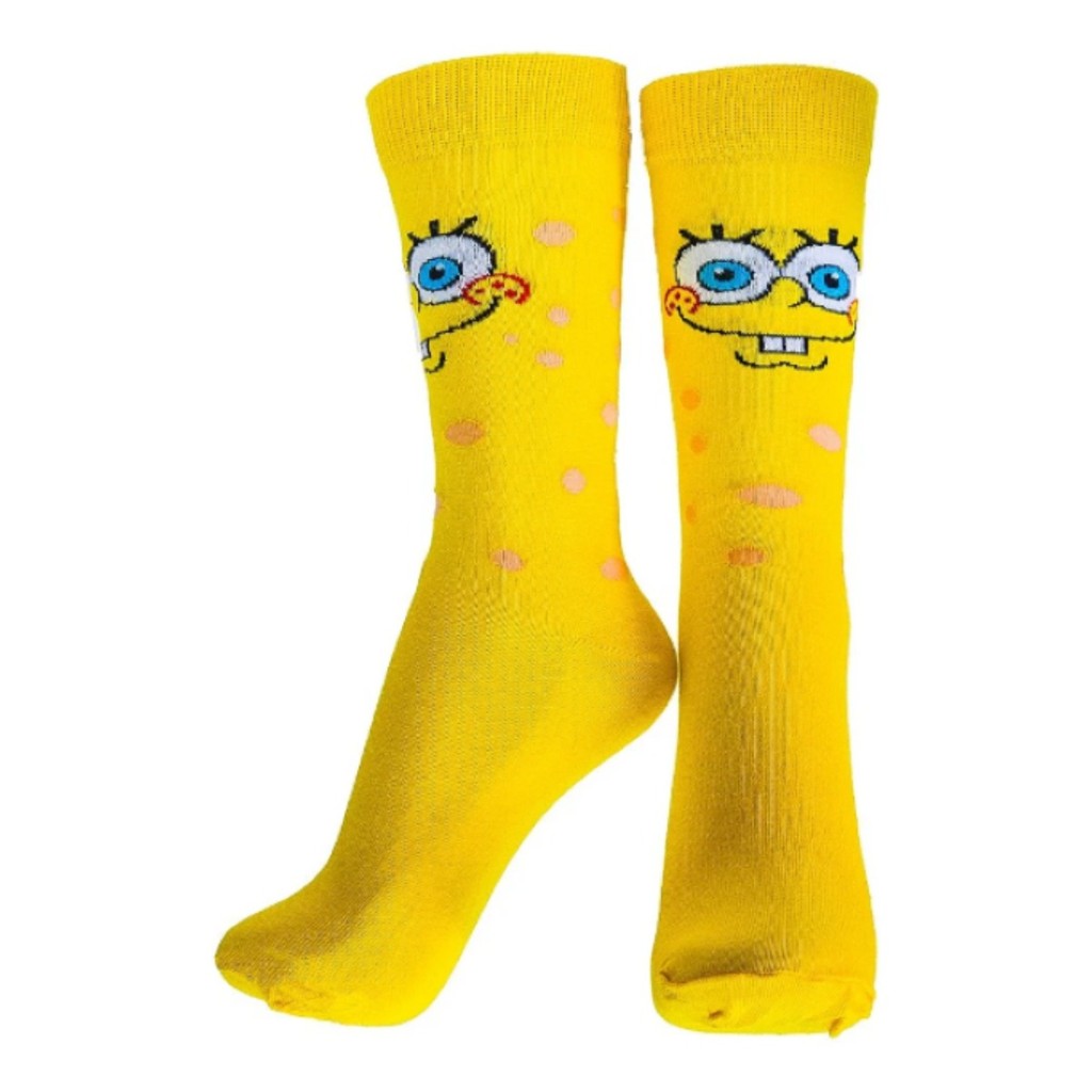 Meia Divertida Bob Esponja Pintinhas Unissex Algodão Confortável