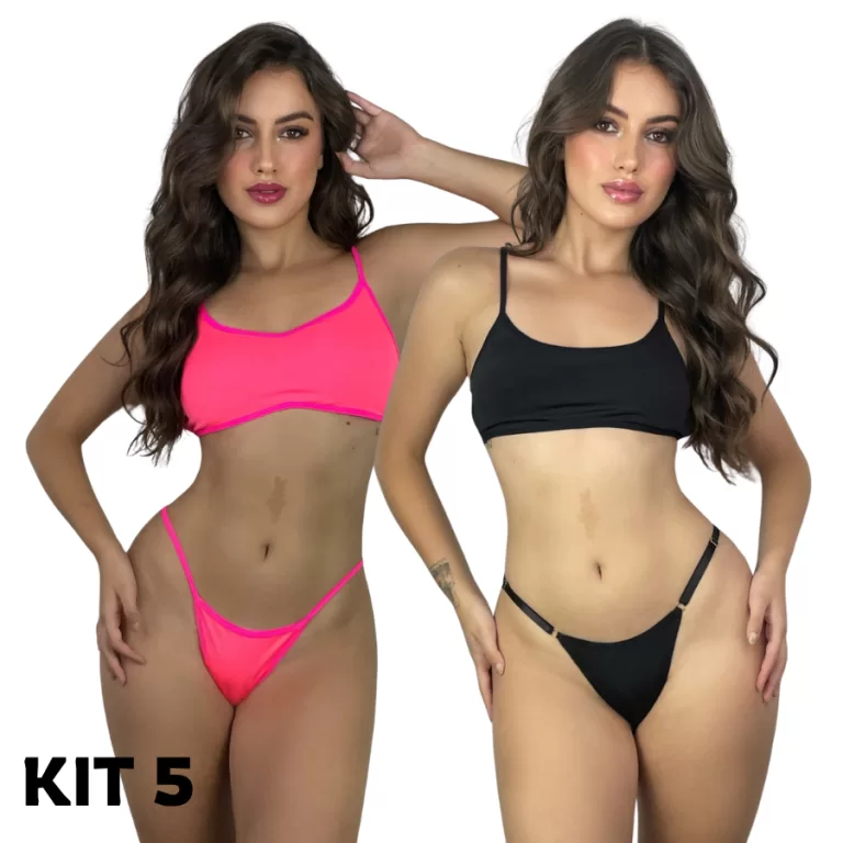 Kit 5 Conjunto Lingerie Top Sem Bojo Costas Aberta