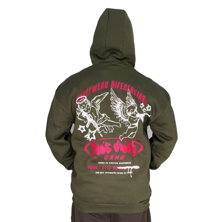 Blusa Moletom Canguru Trip Side Anjos Armados Verd