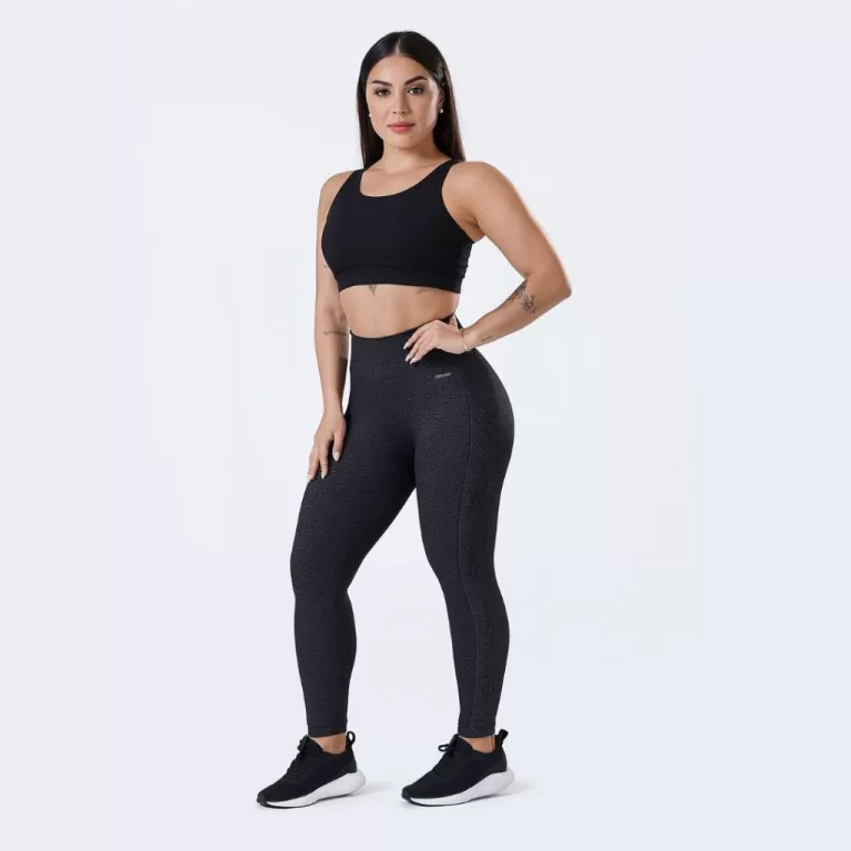 Calça Legging Selene Preta Mescla Conforto Cós A