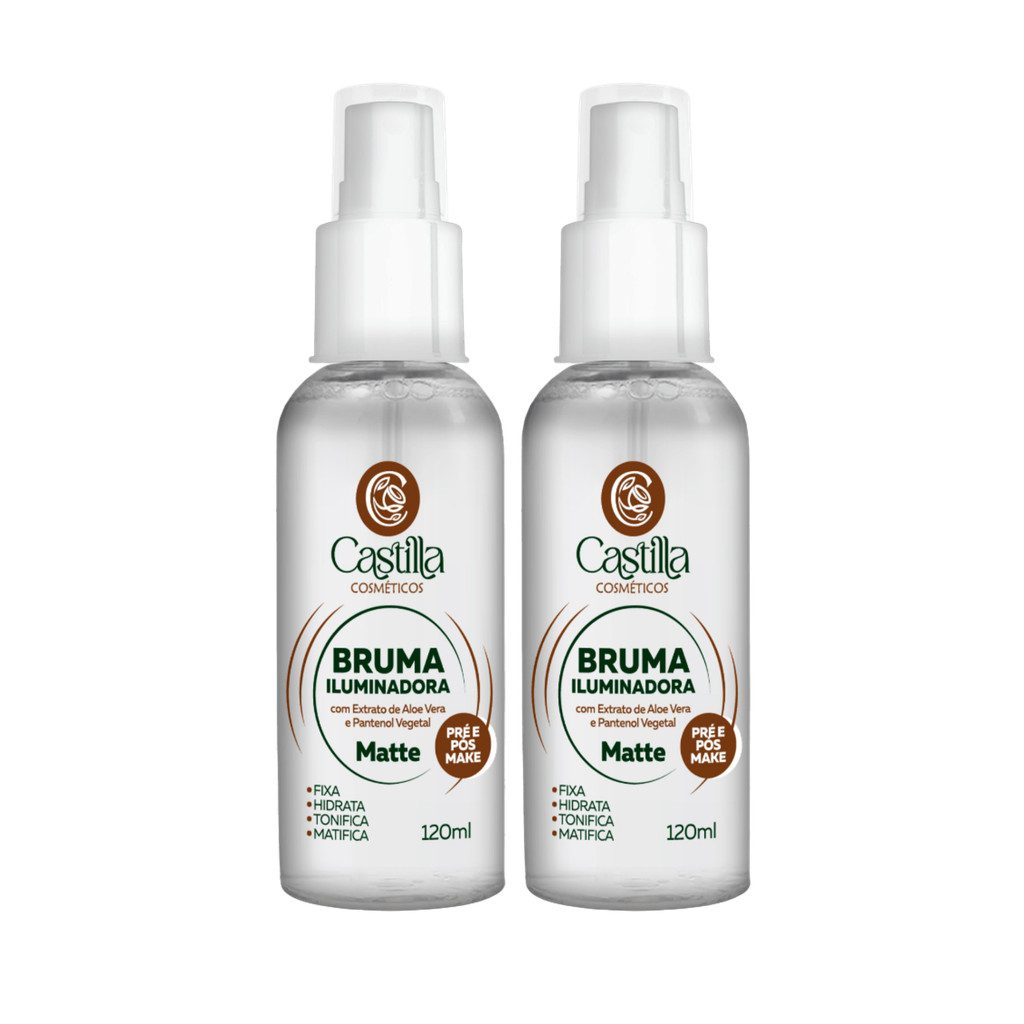 Kit 2 Brumas Matte Castilla 120mL | Fixa, Tonifica e Hidrata com Aloe Vera e Pantenol