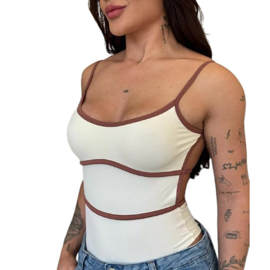 CroquiChic Body Helena com Recortes Contrastantes 