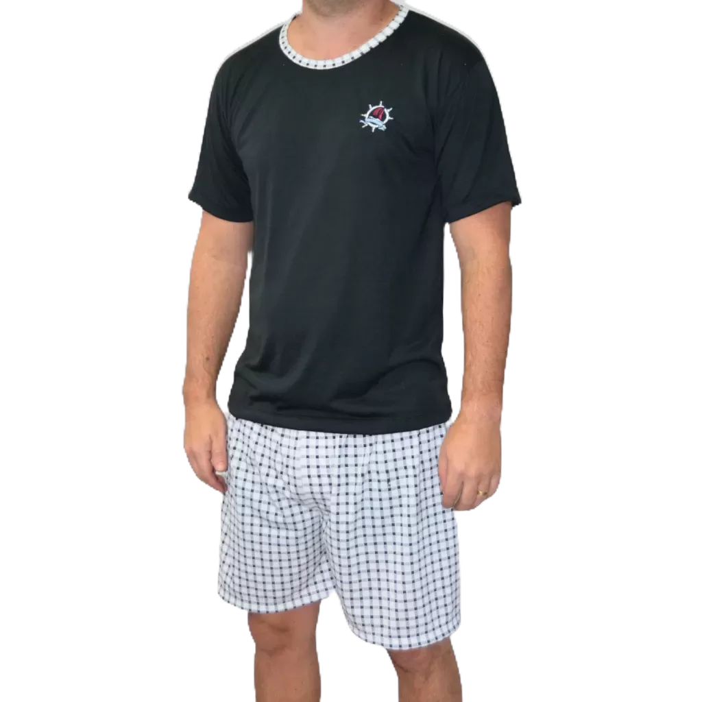 KIT 2 PIJAMAS MASCULINO MEIA MANGA ADULTO EM MALHA