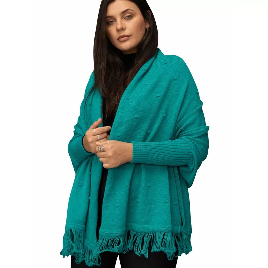 Tricô Da Moda Capa Poncho Outono Inverno Feminino