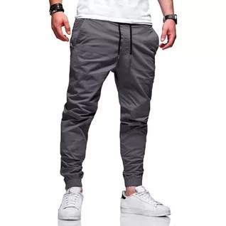 Calças Jogger sarja cinza Masculina Com Punho El�