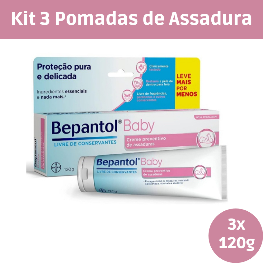 Kit 3 Bepantol Baby 120g – Pomada de Assadura