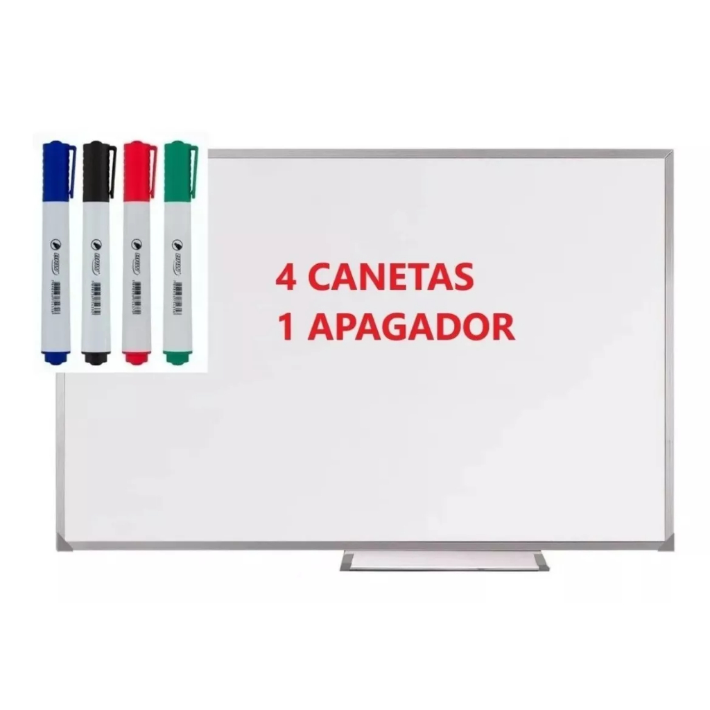 Lousa Moldura Aluminizada 120×90 Cm + 4 Canetas + Apagador