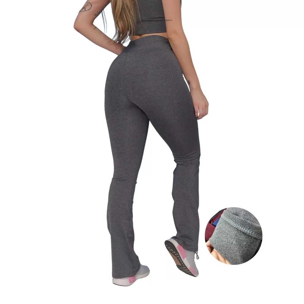 Calça Flare Flanelada Forrada Peluciada Térmica Calça de Frio Feminina Legging Flare
