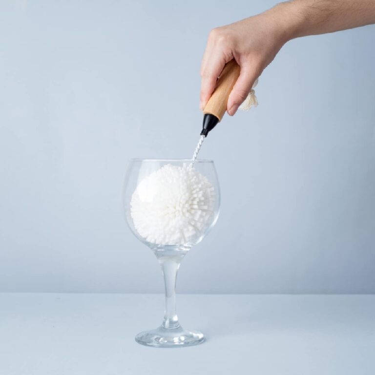 Escova Bucha Lava Taças Copos Bambu Flexível 