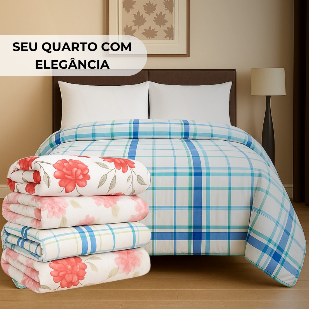 Edredom Cama Casal Microfibra Dupla Face Estampado  Variados