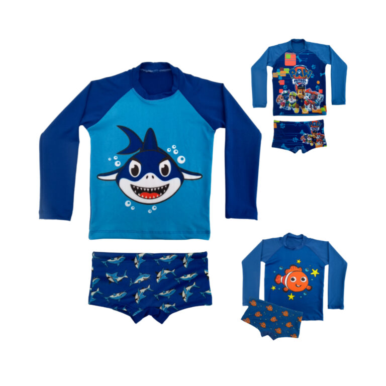 Conjunto Praia Camiseta UV e Sunga infantil Verão