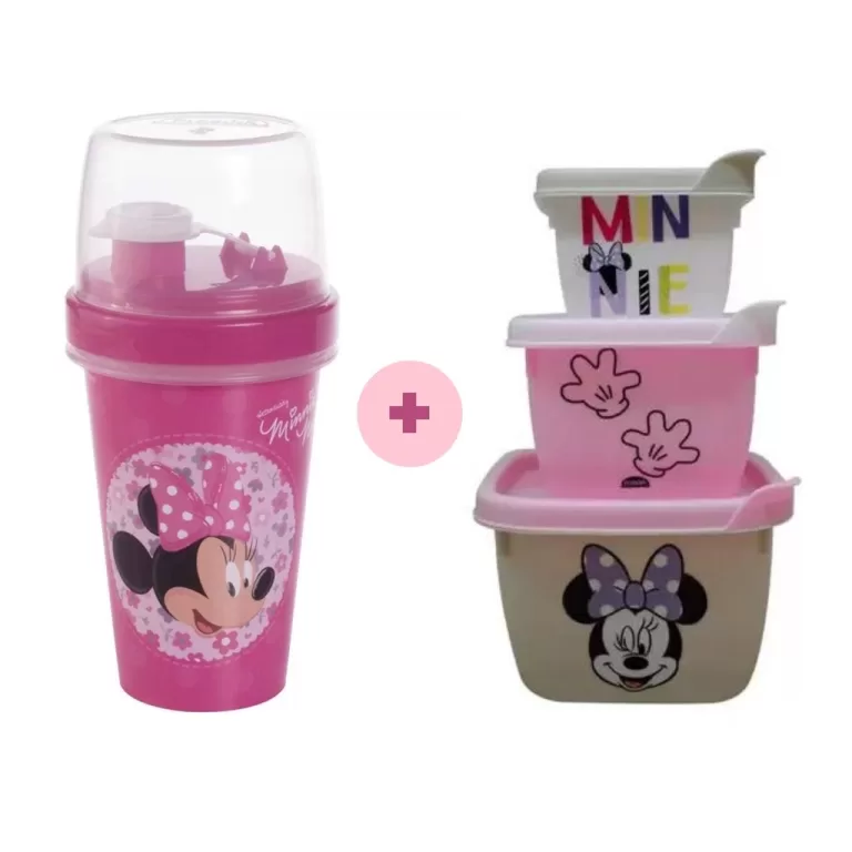 Kit Lanche Infantil 4 Peças Vasilha + Garrafinha 
