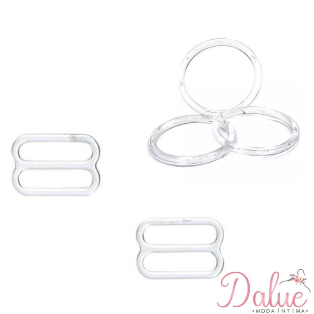 Regulador e Argola Transparente Plástico 13mm (50 pares)