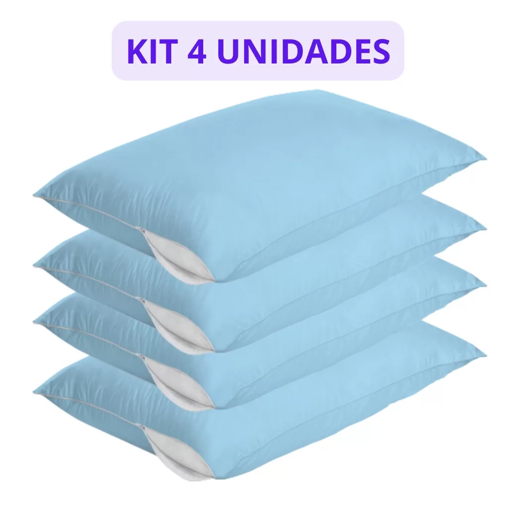 Kit 4 Capas Protetoras Fronha Travesseiro com Ziper Anti Ácaro Proteção Completa – Várias Cores