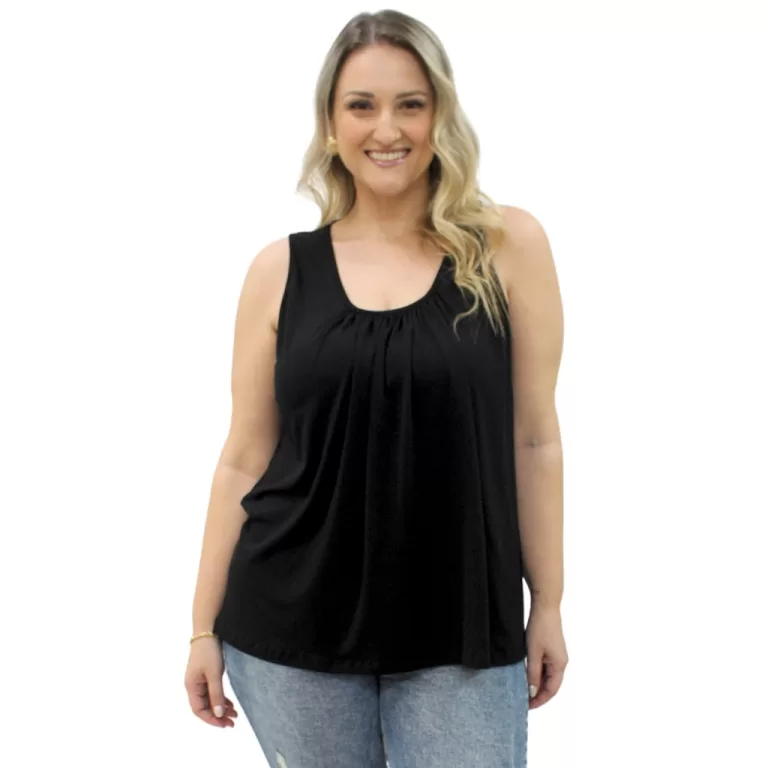 Regata Bata Soltinha Franzida No Decote Blusinha